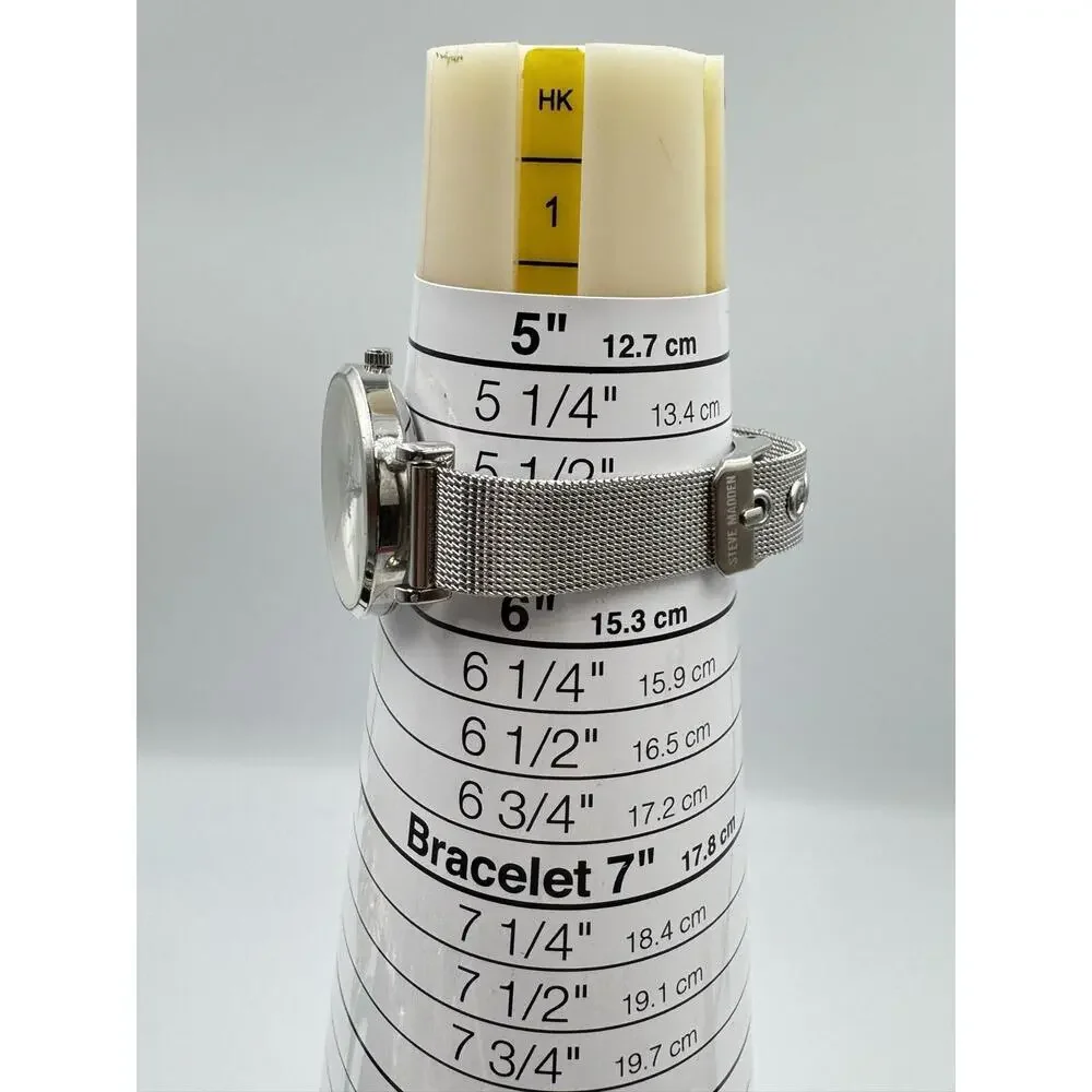 Steve Madden Silver Stainless Steel Mesh Analog Dial Watch SMWS120‎ NEW BATTERY